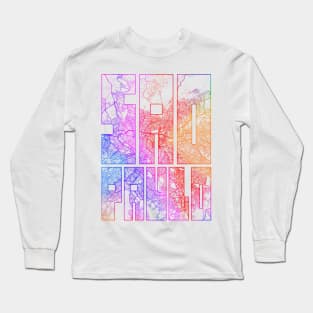 Sao Paulo, Brazil City Map Typography - Colorful Long Sleeve T-Shirt